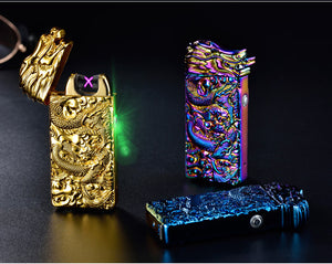 Chinese Dragon Relief Double Arc Usb Flameless Lighter