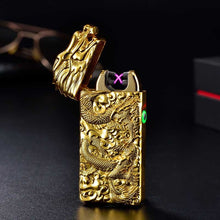 Load image into Gallery viewer, Chinese Dragon Relief Double Arc Usb Flameless Lighter