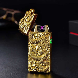 Chinese Dragon Relief Double Arc Usb Flameless Lighter