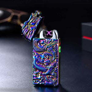 Chinese Dragon Relief Double Arc Usb Flameless Lighter