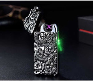 Chinese Dragon Relief Double Arc Usb Flameless Lighter