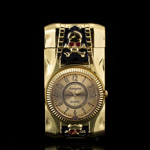 skull model clock lighter